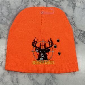 Locked Loaded Deer Hunter Toboggan Beanie Cap Hat NWOT One Size Orange Hunting